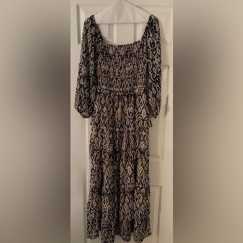 Chelsea Elegant Patterned Maxi ruffle Dress size small - Picture 4 of 7